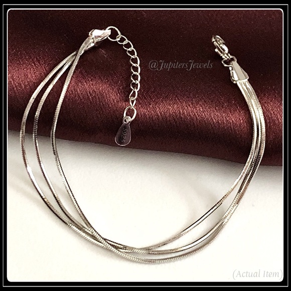 New Silver 3 Strand Multi Snake Chain Herringbone Bracelet - Picture 1 of 5